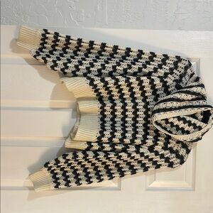 John + Jenn Black and Cream Cowl Neck Sweater